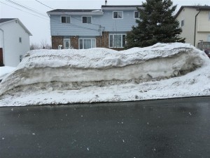 Fig. 2 Layers of snow at side  of road